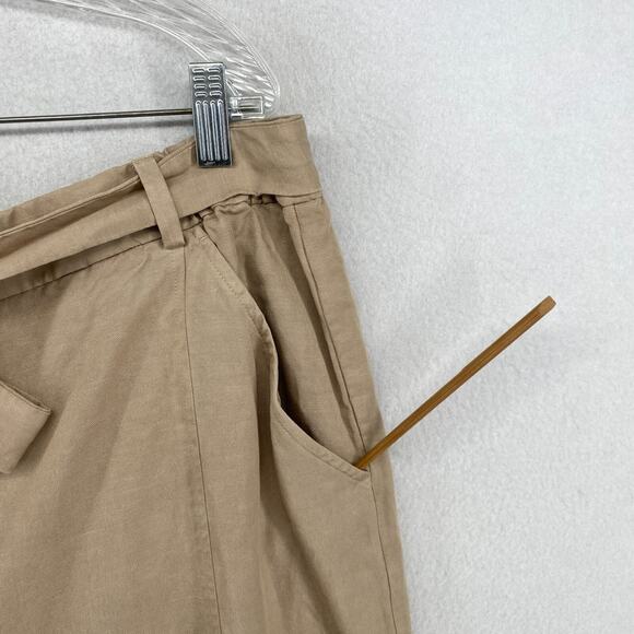 EILEEN FISHER Pants XL Tencel Linen Lantern Ankle Belted Twill Beige NEW - Picture 7 of 15
